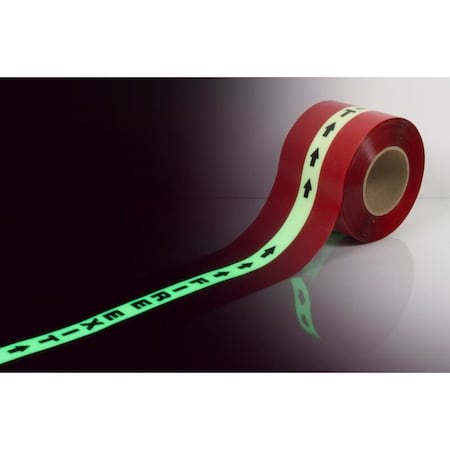 Ergomat Durastripe In-Line 4in x 50ft Glow Custom Text Red with Glow Stripe DSIL450R-GT1